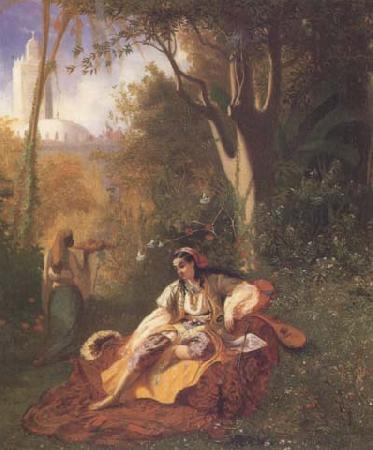 Theodore Frere Algerienne et sa servante dans un jardin huile sur toile (mk32) oil painting image